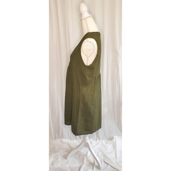 Cottagecore Terzo Millennio Linen Dress Women’s L Green Silver Trim Italy Boho - Picture 7 of 15